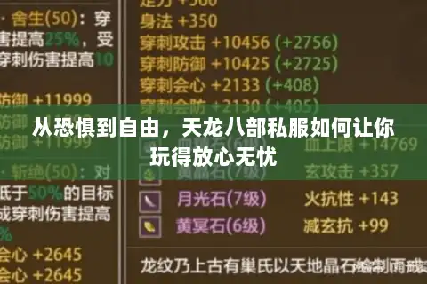 从恐惧到自由,天龙八部私服如何让你玩得放心无忧 从恐惧到自由,天龙八部私服如何让你玩得放心无忧