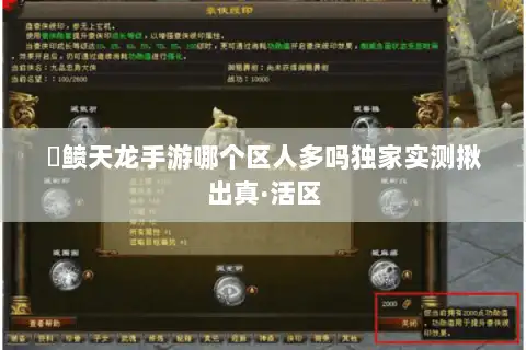 侻鲼天龙手游哪个区人多吗独家实测揪出真·活区 侻鲼天龙手游哪个区人多吗独家实测揪出真·活区