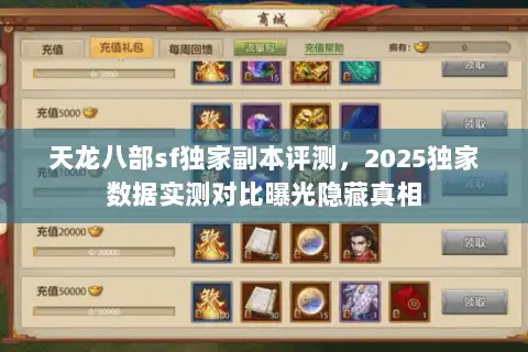 天龙八部sf独家副本评测，2025独家数据实测对比曝光隐藏真相