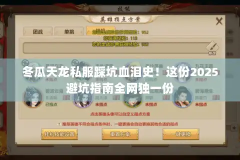 冬瓜天龙私服踩坑血泪史！这份2025避坑指南全网独一份