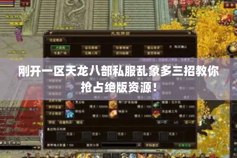刚开一区天龙八部私服乱象多三招教你抢占绝版资源！