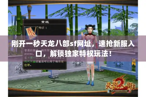 刚开一秒天龙八部sf网址，速抢新服入口，解锁独家特权玩法！