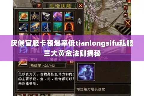 厌倦官服卡顿爆率低tianlongsifu私服三大黄金法则揭秘 厌倦官服卡顿爆率低tianlongsifu私服三大黄金法则揭秘