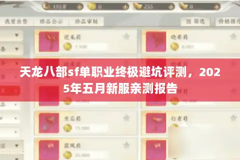 天龙八部sf单职业终极避坑评测，2025年五月新服亲测报告