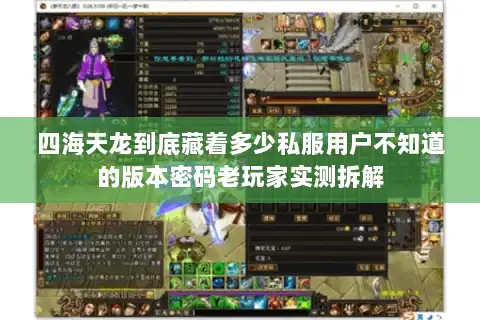 四海天龙到底藏着多少私服用户不知道的版本密码老玩家实测拆解