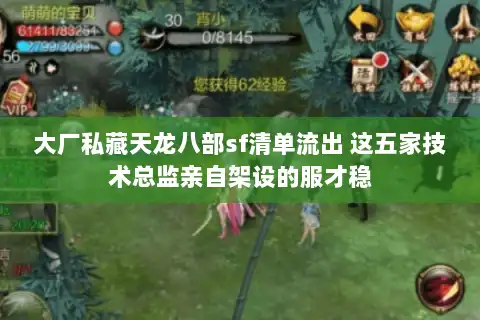 大厂私藏天龙八部sf清单流出 这五家技术总监亲自架设的服才稳