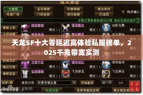 天龙SF十大零延迟高体验私服榜单，2025千兆带宽实测