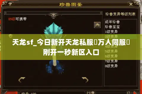 天龙sf_今日新开天龙私服▷万人同服◁刚开一秒新区入口