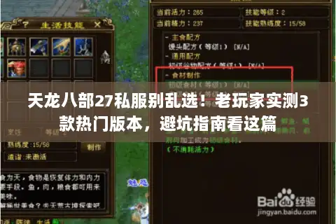 天龙八部27私服别乱选！老玩家实测3款热门版本，避坑指南看这篇