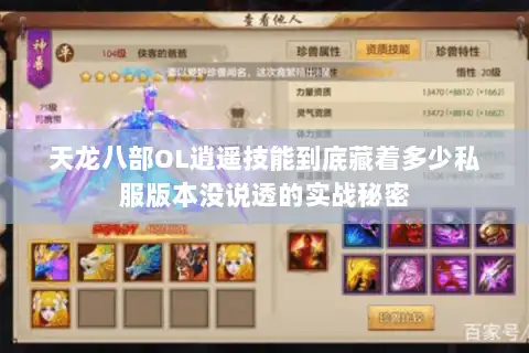 天龙八部OL逍遥技能到底藏着多少私服版本没说透的实战秘密 天龙八部OL逍遥技能到底藏着多少私服版本没说透的实战秘密