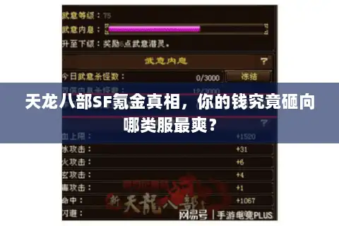 天龙八部SF氪金真相，你的钱究竟砸向哪类服最爽？