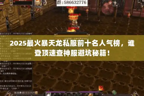 2025最火暴天龙私服前十名人气榜，谁登顶速查神服避坑秘籍！