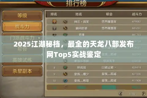 2025江湖秘档，最全的天龙八部发布网Top5实战鉴定