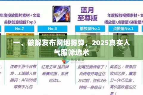 一、破解发布网烟雾弹，2025真实人气服筛选术