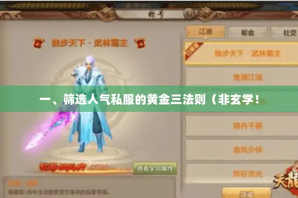 一、筛选人气私服的黄金三法则（非玄学！