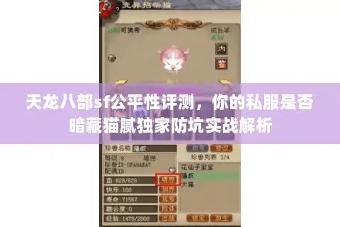 天龙八部sf公平性评测，你的私服是否暗藏猫腻独家防坑实战解析