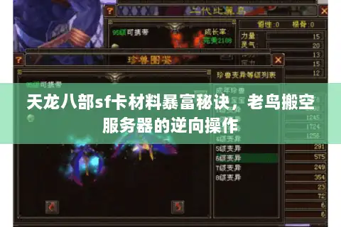 天龙八部sf卡材料暴富秘诀,老鸟搬空服务器的逆向操作 天龙八部sf卡材料暴富秘诀,老鸟搬空服务器的逆向操作