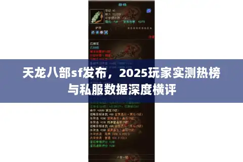 天龙八部sf发布，2025玩家实测热榜与私服数据深度横评