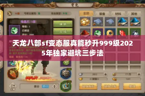 天龙八部sf变态服真能秒升999级2025年独家避坑三步法