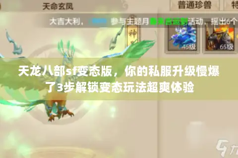 天龙八部sf变态版,你的私服升级慢爆了3步解锁变态玩法超爽体验 天龙八部sf变态版,你的私服升级慢爆了3步解锁变态玩法超爽体验