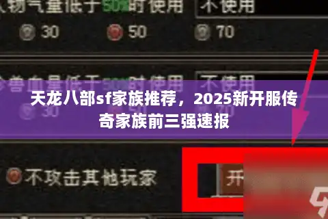 天龙八部sf家族推荐，2025新开服传奇家族前三强速报