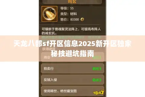 天龙八部sf开区信息2025新开区独家秘技避坑指南