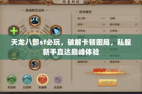 天龙八部sf必玩，破解卡顿困局，私服新手直达巅峰体验