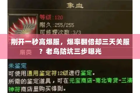 刚开一秒高爆服，爆率翻倍却三天关服？老鸟防坑三步曝光