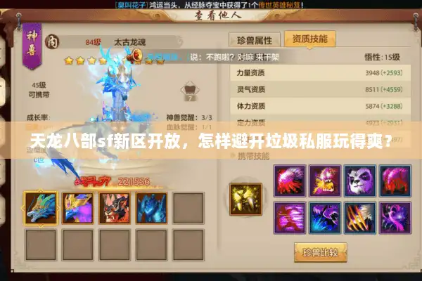 天龙八部sf新区开放，怎样避开垃圾私服玩得爽？
