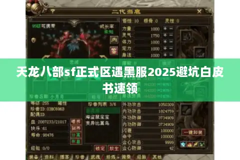 天龙八部sf正式区遇黑服2025避坑白皮书速领