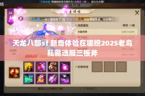 天龙八部sf 新奇体验在哪挖2025老鸟私藏选服三板斧