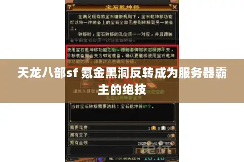 天龙八部sf 氪金黑洞反转成为服务器霸主的绝技 天龙八部sf 氪金黑洞反转成为服务器霸主的绝技