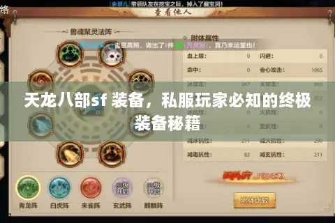 天龙八部sf 装备，私服玩家必知的终极装备秘籍