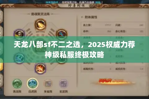 天龙八部sf不二之选，2025权威力荐神级私服终极攻略