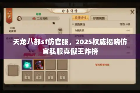 天龙八部sf仿官服，2025权威揭晓仿官私服真假王炸榜