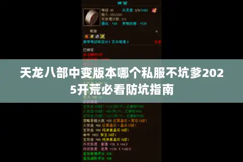 天龙八部中变版本哪个私服不坑爹2025开荒必看防坑指南 天龙八部中变版本哪个私服不坑爹2025开荒必看防坑指南