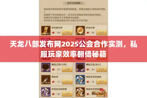 天龙八部发布网2025公会合作实测，私服玩家效率翻倍秘籍