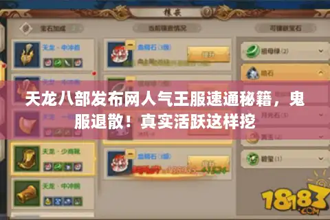 天龙八部发布网人气王服速通秘籍，鬼服退散！真实活跃这样挖