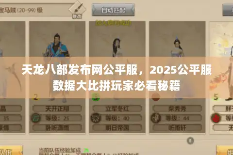 天龙八部发布网公平服，2025公平服数据大比拼玩家必看秘籍