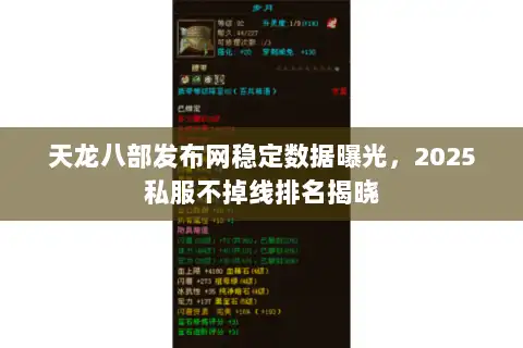 天龙八部发布网稳定数据曝光，2025私服不掉线排名揭晓