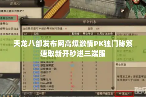 天龙八部发布网高爆激情PK独门秘笈速取新开秒进三端服 天龙八部发布网高爆激情PK独门秘笈速取新开秒进三端服