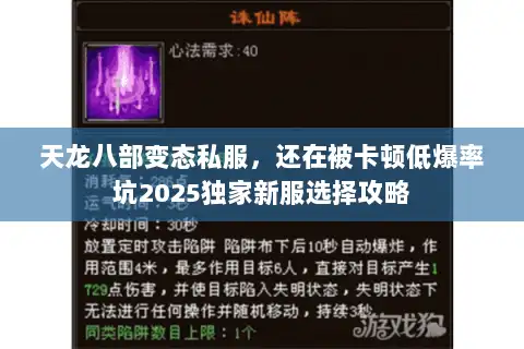 天龙八部变态私服，还在被卡顿低爆率坑2025独家新服选择攻略
