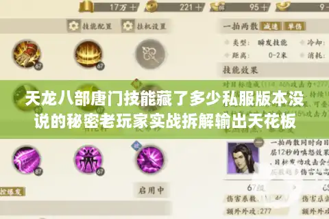 天龙八部唐门技能藏了多少私服版本没说的秘密老玩家实战拆解输出天花板