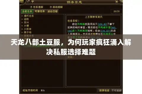 天龙八部土豆服，为何玩家疯狂涌入解决私服选择难题