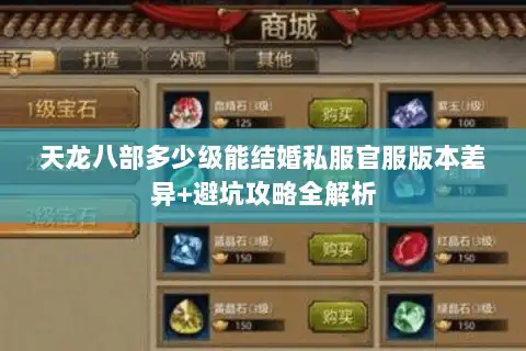 天龙八部多少级能结婚私服官服版本差异+避坑攻略全解析