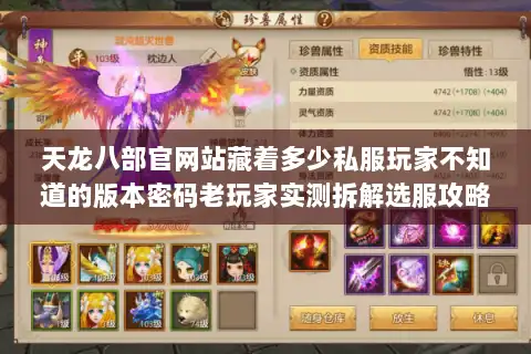 天龙八部官网站藏着多少私服玩家不知道的版本密码老玩家实测拆解选服攻略 天龙八部官网站藏着多少私服玩家不知道的版本密码老玩家实测拆解选服攻略