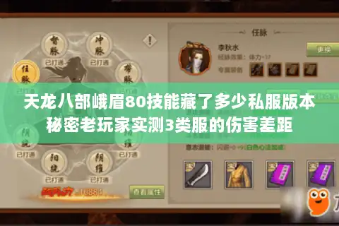 天龙八部峨眉80技能藏了多少私服版本秘密老玩家实测3类服的伤害差距 天龙八部峨眉80技能藏了多少私服版本秘密老玩家实测3类服的伤害差距