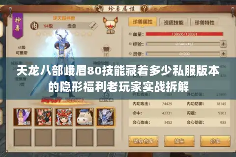 天龙八部峨眉80技能藏着多少私服版本的隐形福利老玩家实战拆解