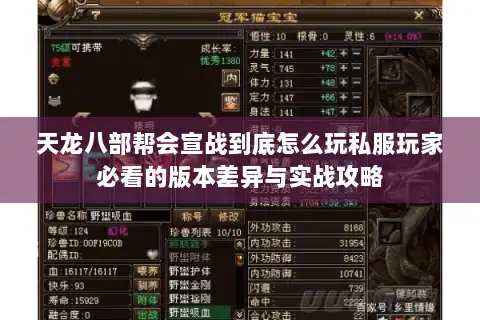 天龙八部帮会宣战到底怎么玩私服玩家必看的版本差异与实战攻略