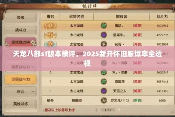 天龙八部sf版本横评，2025新开怀旧服爆率全透视